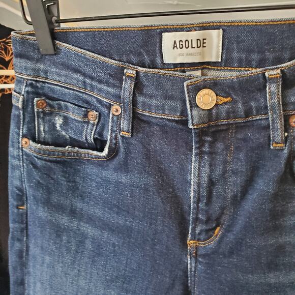 AGOLDE Sophie Mid Rise Skinny Dark Wash Blue Jeans Cabana Wash Size 26 Women's - Picture 8 of 16